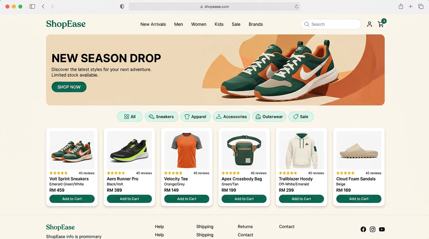 ShopEase E-Commerce screenshot